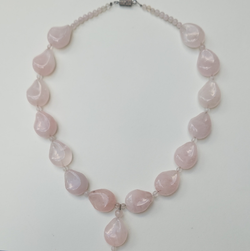 Delicate Pale Pink Teardrop Necklace